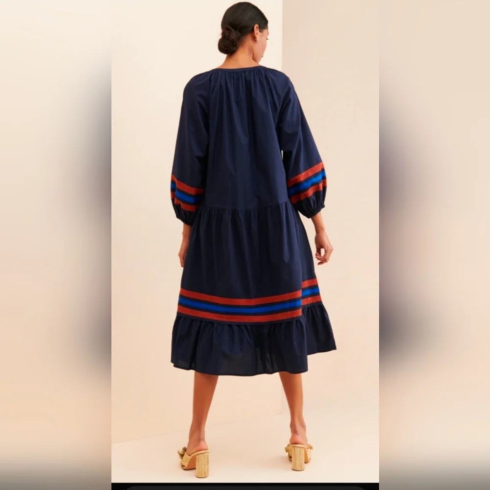 Sundry Anthropologie,Navy Dress with Red and Blue Accents - Picture 2 of 13
